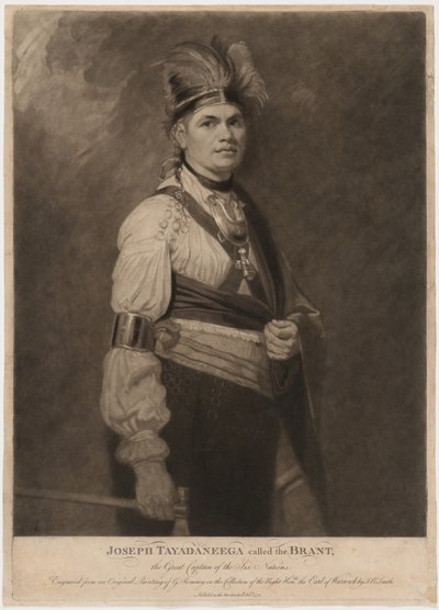 Joseph Tayadaneega, genannt Brant, der große Häuptling der Sechs Nationen von John Raphael Smith