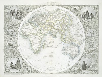 Östliche Hemisphäre, aus einer Serie von Weltkarten veröffentlicht von John Tallis und Co., New York und London, 1850er Jahre von John Rapkin