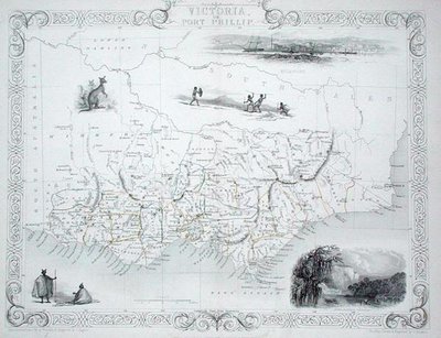 Victoria oder Port Phillip, Australien, aus einer Serie von Weltkarten, veröffentlicht von John Tallis & Co, New York & London von John Rapkin