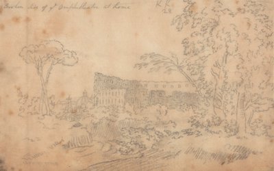 Zerstörte Seite des Amphitheaters in Rom von John Robert Cozens
