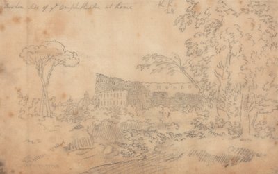 Zerbrochene Seite des Amphitheaters in Rom von John Robert Cozens