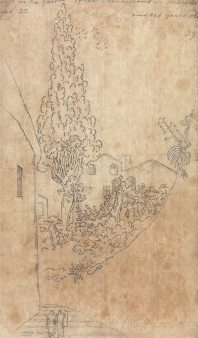 Zypresse im Garten der Franziskaner in Salerno von John Robert Cozens