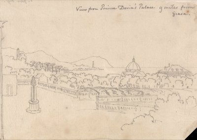 Blick vom Palast des Prinzen Doria, 9 Meilen von Genua von John Robert Cozens
