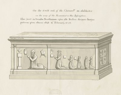 Eccleshall Kirche - Grab von Bischof Bentham (Feder- und Waschzeichnung) von John Robert Fernyhough