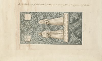 Madeley Kirche - Grabstein von John Egerton: Feder- und Tuschzeichnung, undatiert [19. Jahrhundert] von John Robert Fernyhough