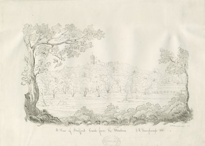 Stafford Castle - Ostansicht: Feder- und Sepia-Zeichnung von John Robert Fernyhough