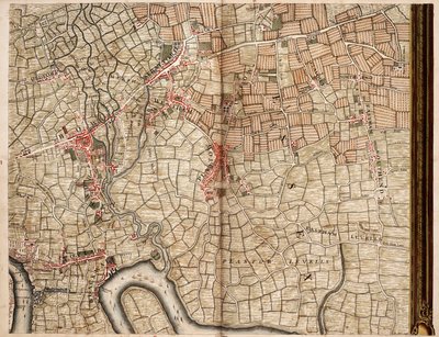 Karte von Bow, Stratford, Blackwall und Plaistow von John Rocque