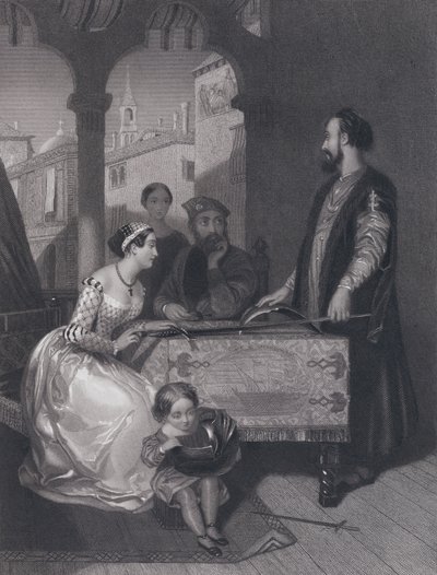 Gentile Bellini und die Nachkommen des großen Enrico Dandolo (Gravur) von John Rogers (after) Herbert