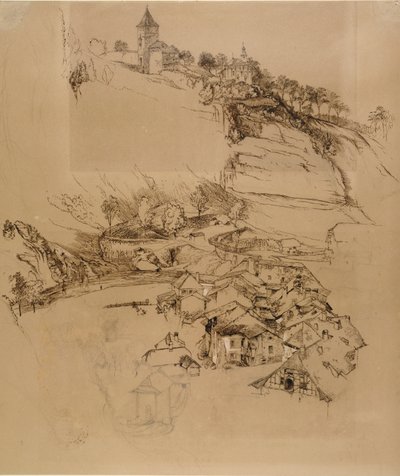 Fribourg, Schweiz: Federzeichnung, Juli oder August - September 1856 von John Ruskin