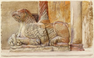 Der Greif, der den nördlichen Schaft des westlichen Eingangs des Doms trägt, Verona, 18.-28. Juni 1869 von John Ruskin