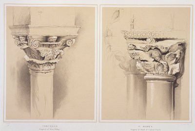 Torcello, Kapitell der Schiffsäule und St. Markus, Kapitell der zentralen Vorhalle, aus 