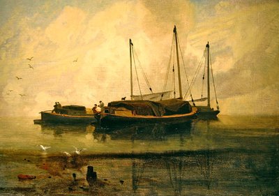Boote vor Anker, Bladon Water, Norfolk von John Sell Cotman