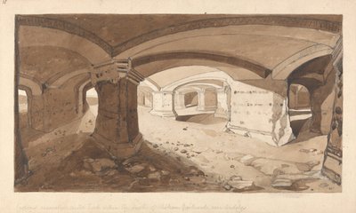 Höhlen im Felsen innerhalb des Schlosses von Château Gaillard, nahe Andelys, Normandie von John Sell Cotman