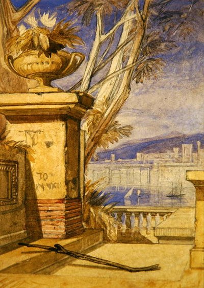 Klassische Landschaft mit einer Urne: ein Entwurf für ein Frontispiz von John Sell Cotman