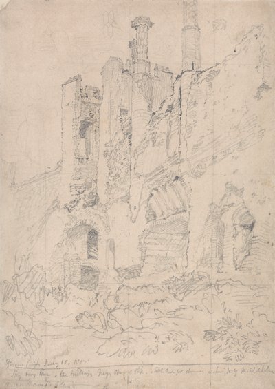 Framlingham Castle, Suffolk: Teil des zerstörten Innenraums von John Sell Cotman
