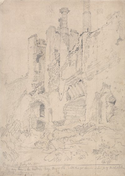 Framlingham Castle, Suffolk: Teil des zerstörten Innenraums von John Sell Cotman