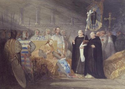 König Johann und Prinz Heinrich in der Abtei Swinstead von John Sell Cotman