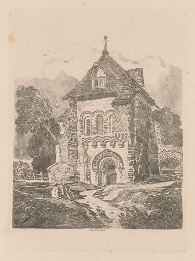 Liber Studiorum: Platte 36, Kirche in der Nähe von Durham, 1838 von John Sell Cotman