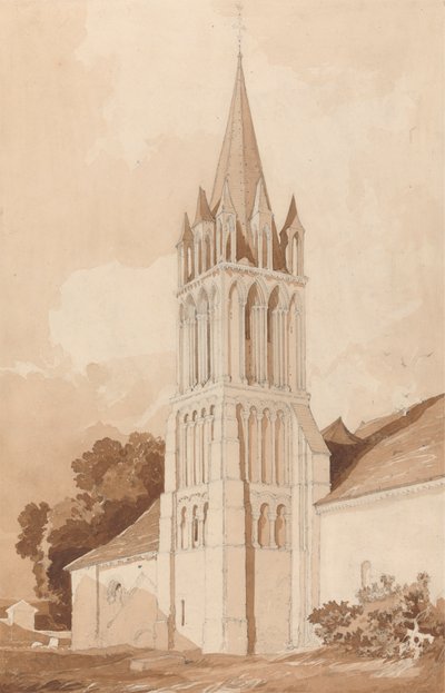 Südostansicht der Kirche von Ifs, bei Caen, Normandie von John Sell Cotman