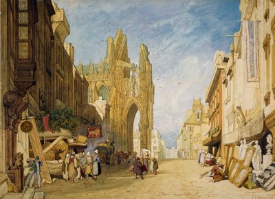 Straßenszene in Alençon, Normandie, 1828 von John Sell Cotman