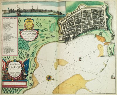Eine Karte der Stadt und des Hafens von Tripolis in der Barbarei von John Seller