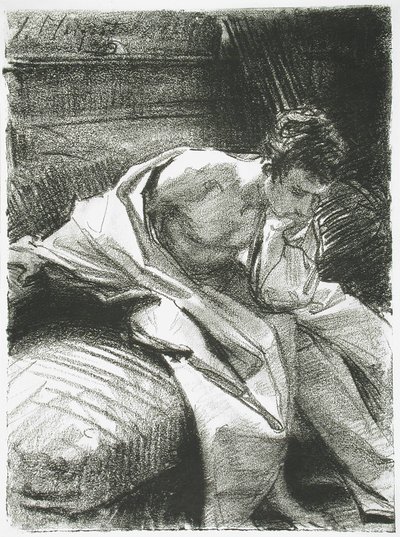 Studie eines sitzenden jungen Mannes von John Singer Sargent