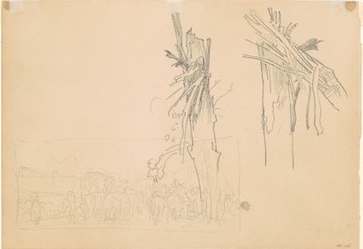 Zwei zerbrochene Bäume, und Studie für Die Straße (verso) von John Singer Sargent
