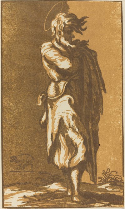 Männlicher Heiliger mit verschränkten Armen, nach rechts gewandt von John Skippe after Parmigianino