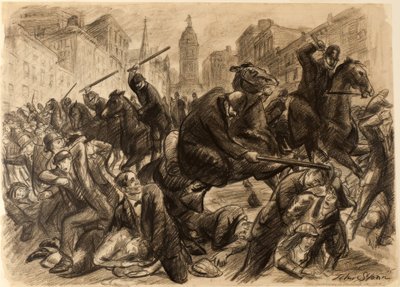 Die Polizei; Überwachung der ländlichen Bezirke in Philadelphia, 1910 von John Sloan