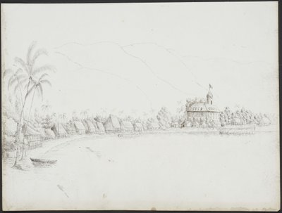 Ansicht von Papeete vom Hafen aus, November 1845 von John Speer