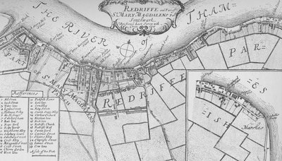 Ein Plan von Rotherhithe von John Stow