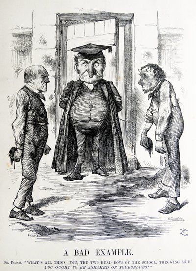 Politische Satire, die William Ewart Gladstone und Benjamin Disraeli darstellt von John Tenniel