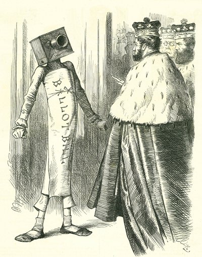 Das Wahlgesetz steht dem House of Lords gegenüber. John Tenniel Karikatur aus Punch, London, 20. Juli 1872 von John Tenniel
