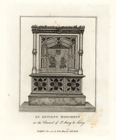 Altes Denkmal im Chor von St. Mary le Savoy (jetzt die Savoy Chapel) von John Thomas Smith
