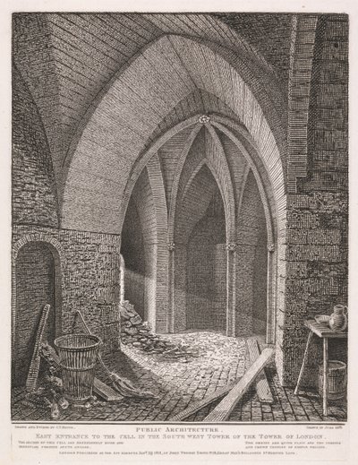 Östlicher Eingang zur Zelle im Südwestturm des Tower of London von John Thomas Smith
