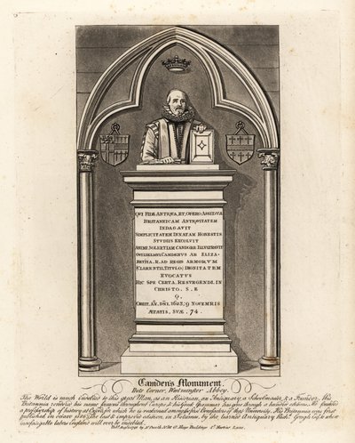 Grabdenkmal für den elisabethanischen Antiquar und Herold William Camden, gestorben 1623, in der Poets Corner, Westminster Abbey von John Thomas Smith