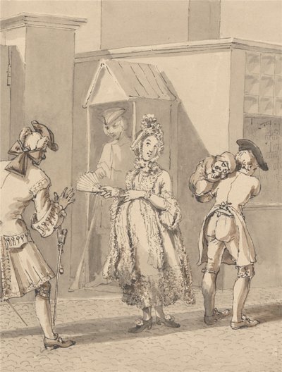 Hogarth trägt das kranke Kind seines Meisters um Leicester Fields. Der Boden von Leicester House. von John Thomas Smith