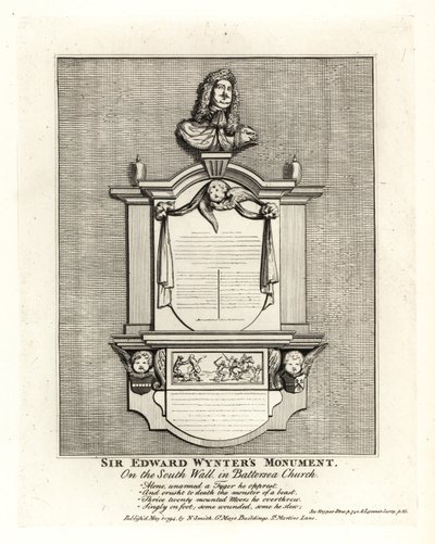 Denkmal von Sir Edward Wynter, gestorben 1685, an der Südwand der St. Mary