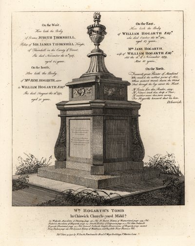 Grab des Künstlers William Hogarth, Chiswick Kirchhof, Middlesex von John Thomas Smith