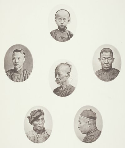 Kantonesischer Junge; Kantonesischer Kaufmann; Mongolischer Männerkopf; Ein ehrwürdiger Kopf; Ein Arbeiter; Mongolischer Männerkopf von John Thomson