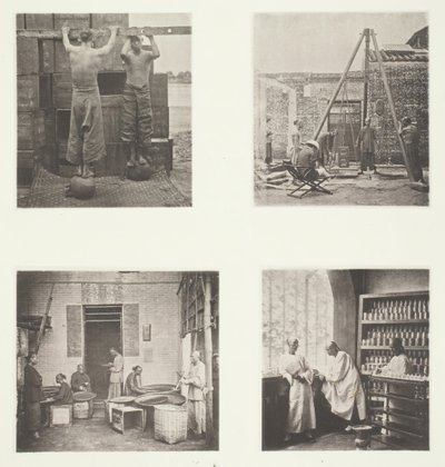 Rolling Scented Caper und Gunpowder Tees, Tee für den Export wiegen, ein Teehaus von John Thomson