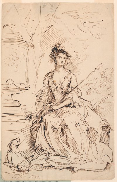 Porträt einer Dame (Peg Woffington?) als Schäferin von John Vanderbank