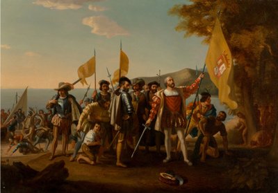 Die Landung von Kolumbus, zweite Hälfte des 19. Jahrhunderts von John Vanderlyn after