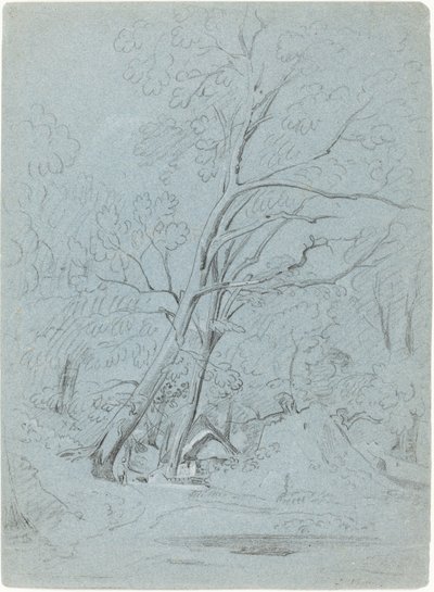 Ein Cottage an einem Weg von John Varley