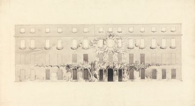 Architektonische Zeichnung eines Gebäudes mit astrologischen Symbolen von John Varley