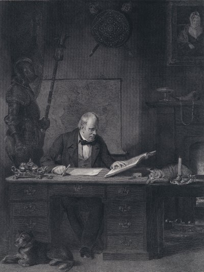Sir Walter Scott in seinem Arbeitszimmer (Gravur) von John Watson Gordon