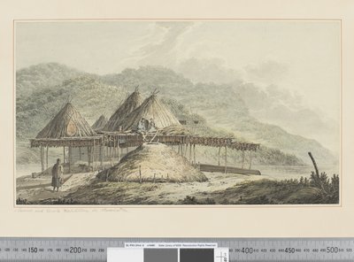 F.42 Sommer- und Winterbehausungen in Kamschatka, um 1783-84 (Aquarell) von John Webber