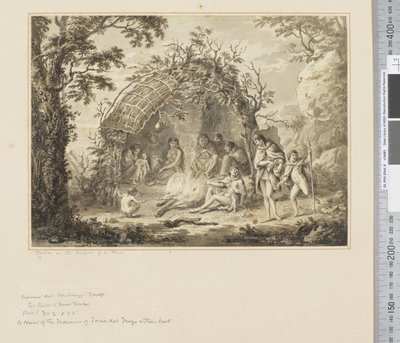 Einheimische im Inneren einer Hütte von John Webber