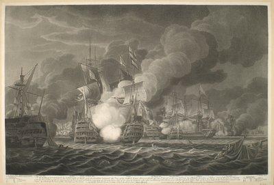 An den EARL von S.T VINCENT die OFFIZIERE & BESATZUNG, unter dem Kommando seiner Lordschaft diese Ansicht der tapferen Aktion, die am 14. Februar 1797 von einem britischen Geschwader von fünfzehn Linienschiffen & Fregatten vor Kap St. Vincent gekämpft wurd von John william Edy