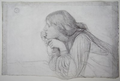 Studie einer weiblichen Figur mit Rosenkranz von John William Waterhouse